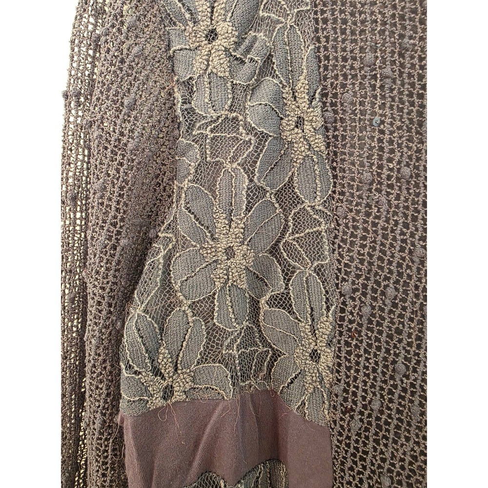 Indigo Soul Whimsigoth Gray Mixed Media Lace Tunic Top Fairy Grunge Boho M - Picture 9 of 12